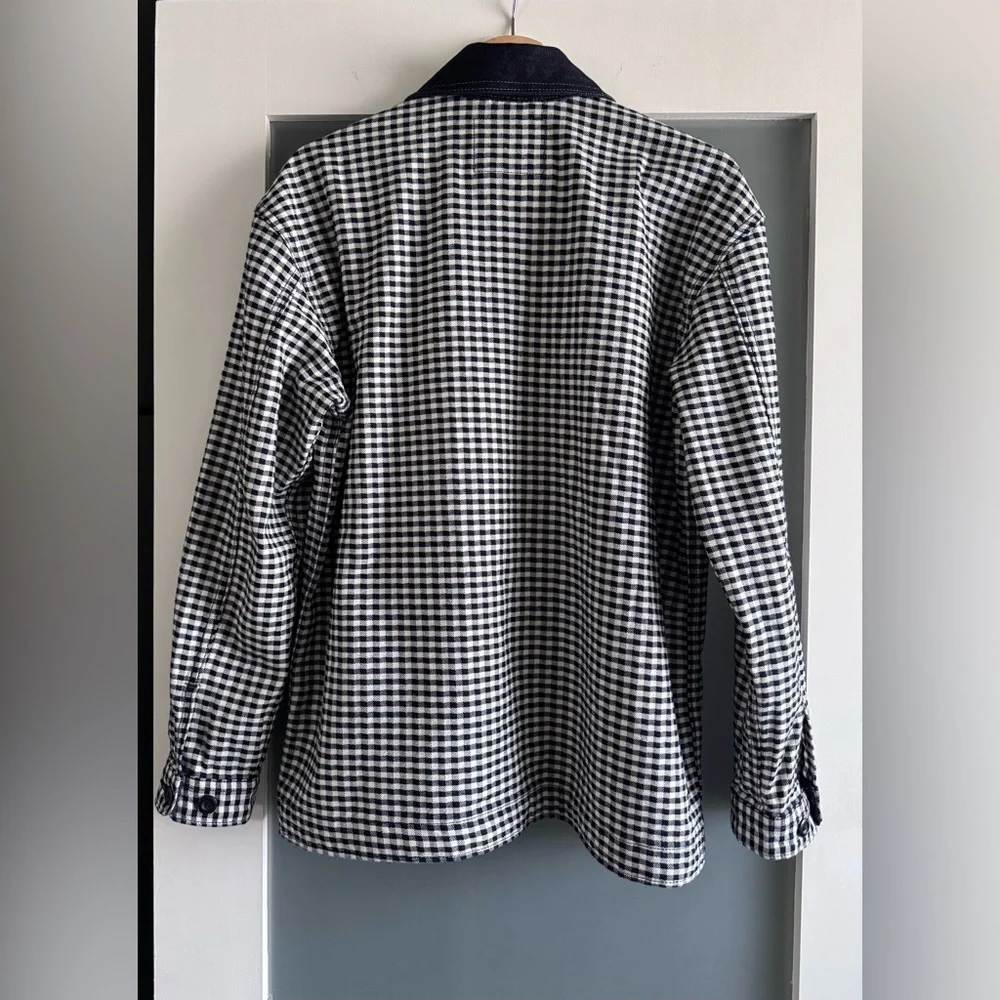 GAP x Doen Gingham Denim Jacket Pascual Blue White Black Size Small S - Picture 9 of 15